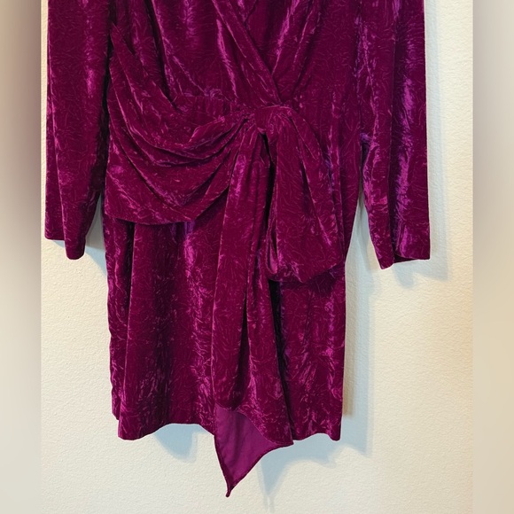Shoshanna Caroline Purple Velvet Long Sleeve Wrap Mini Dress- Size 4 - Picture 8 of 11